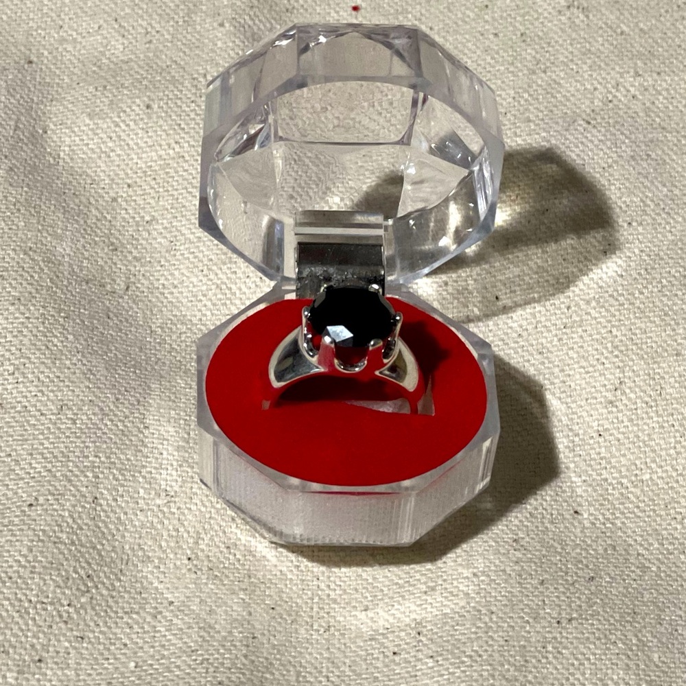 5.12cts Black Diamond .925 sterling silver Engagement Ring Size 7